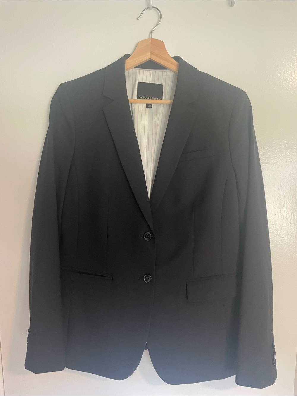 Banana Republic Black Wool Stretch Two Button Blazer Size 10